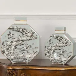 Whispering Homes Grey Speckled Decorative Ceramic Temple & Ginger Jar - Small-image-8