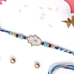 Aapno Rajasthan Blue Eye Evil Eye Hamsa Single Rakhi-image-40