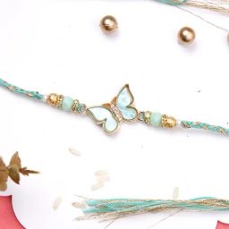 Aapno Rajasthan Green Butterfly Braided Single Rakhi-11