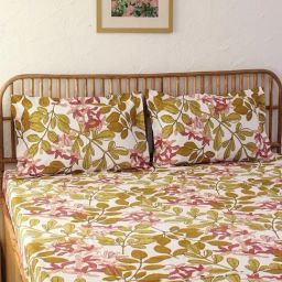 House This Amra Floral Multicolor 180 TC Cotton Twin Bed Sheet Set with 2 Pillow Covers-image-123