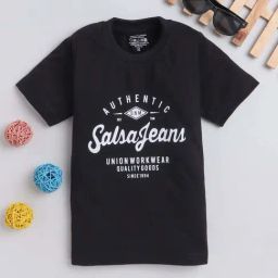 Fourfolds Unisex Black Printed T-Shirt-image-14
