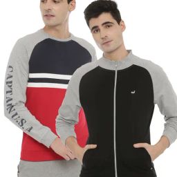 3PIN Multi Regular Fit Cotton Colour-Block Sweatshirt (Pack of 2)-17