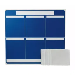 BRADY Blue Six Panel Lean Communication Board Wall Mount 34-1/4 inch Height, 15Y904-6