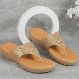 Metro Women's Beige Thong Wedges-picture-5