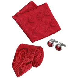 Park Avenue Maroon Embroidered Tie with Cufflink and Pocket Square-picture-3