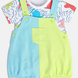 MINIKLUB Kids Multicolor Color Block Dungaree with T-Shirt image 4