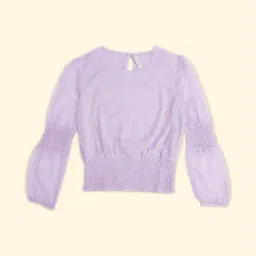 Pantaloons Junior Lilac Cotton Self Pattern Full Sleeves Top-image-45