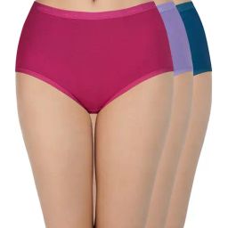 Amante Pink & Blue Full Brief Panties - Pack Of 3-image-13