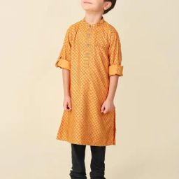 Fabindia Kids Rust Printed Full Sleeves Kurta-17