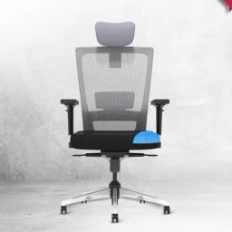 The Sleep Company SmartGrid Stylux Nylon Fibre Grey & Black High Back Chair-picture-11