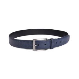BELWABA Navy Blue Textured Casual Leather Belt for Men-image-53