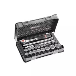FACOM 12.7 mm (1/2 Inch) Standard Socket Set With Ratchet 6 Point, S.360-3P6 (Set of 23)-16
