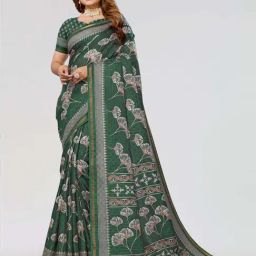 Winza Designer Green Printed Saree With Unstitched Blouse-picture-39