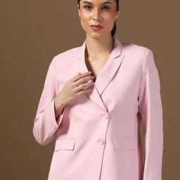 TAHVO Pink Polyviscose Solid Full Sleeves Blazers-image-56