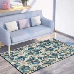 Presto Blue & Beige Polyester Washable Carpet-image-64