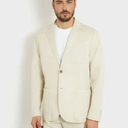 Guess Cream Regular Fit Solid Blazer-picture-23