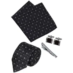 Park Avenue Multicolor Embroidered Tie with Cufflinks, Pocket Square and Tie Pin-image-77