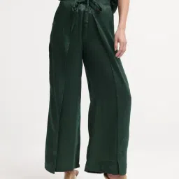 RAREISM Green Polyester Solid Trousers-image-82