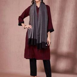 Fabindia Grey Wool Blend Stole-13