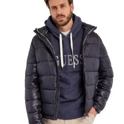 Guess Blue Regular Fit Solid Jacket-image-43