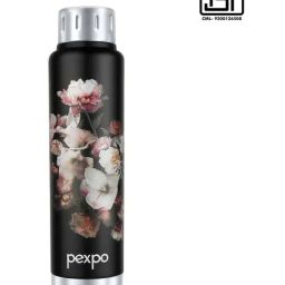 Pexpo Cameo Art Black Flower Stainless Steel Vacuum Insulated Water Bottle (500ml)-picture-25