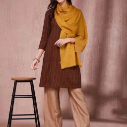 Fabindia Mustard Wool Stole-picture-44