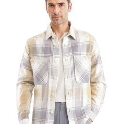 Rare Rabbit Beige Regular Fit Checks Shaket-image-28