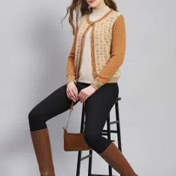 Monte Carlo Mustard Wool Printed Cardigan image 4