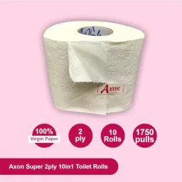 Axon 2 Ply Super Toilet Paper Rolls 10 in 1 10x10 cm, 1750 Pulls (175 Pulls x 10 Pkt) image 3