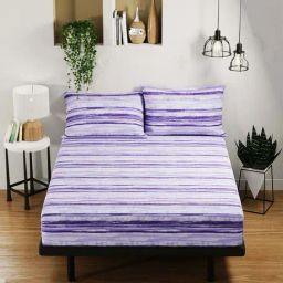 BIANCA Platinum Purple Cotton 144 TC Double Size Bed Sheet With Pillow covers-picture-34