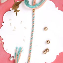 Aapno Rajasthan Blue & Peach Twisted Rakhi-image-25