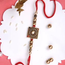 Aapno Rajasthan Antique Kundan & Beads Work Single Rakhi-28