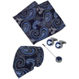 Raymond Multicolor Embroidered Tie with Cufflinks, Pocket Square and Tie Pin-image-76
