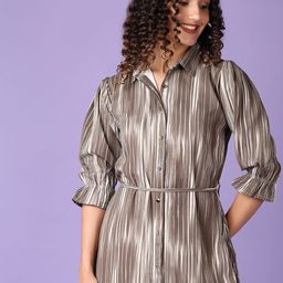 V-Mart Women Striped Cotton A-Line Knee Length Dress-image-2