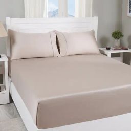 Maspar Solid Beige 300 Cotton Single Bed Sheet With Pillow Case-image-13