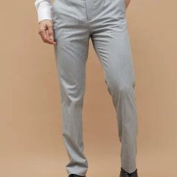 Code by Lifestyle Grey Poly Viscose Slim Fit Trousers-image-26