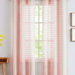 Urban Space Horizontal Weaves Peach Polyester Window Curtains - Set of 2-13
