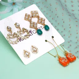 Karatcart Multi Drop Earrings for Women - Set of 4-picture-32