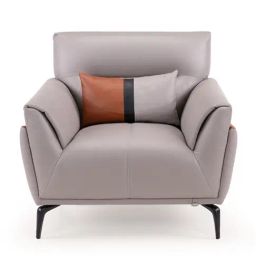 Durian Jonas Grey Premium Leatherette 1 Seater Sofas with 1 Cushion-image-11