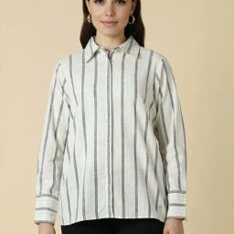Allen Solly White Cotton Striped Shirt-image-76