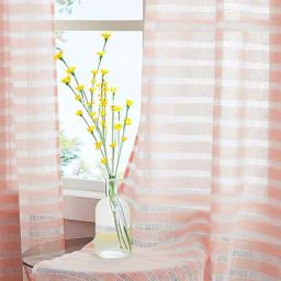 Urban Space Horizontal Weaves Peach Polyester Window Curtains - Set of 2 image 2