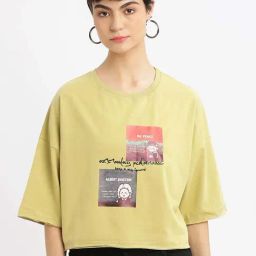 showoffff SHOWOFF Mustard Cotton Printed T-Shirt-picture-17