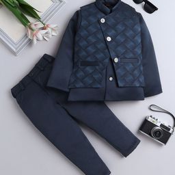 FOURFOLDS Boys Printed Waistcoat, Trousers & Blazer 3-Piece Party Suits-image-81
