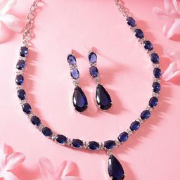 ADIVA Silver-Plated AD Studded Brass Necklace and Earrings-image-50