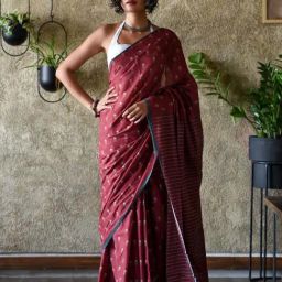Suta Maroon Pure Cotton Printed Saree-image-83