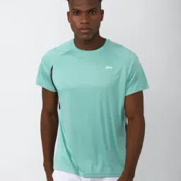 Reebok Blue Regular Fit Colour Block Sports T-Shirt-image-34