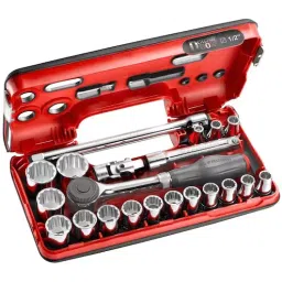 FACOM 12.7 mm (1/2 Inch) Standard Socket Set With Ratchet 12 Point, S.360DBOX112 (Set of 21)-18
