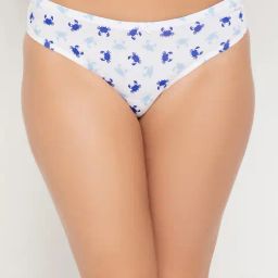 Clovia White Printed Thongs Panty-image-12