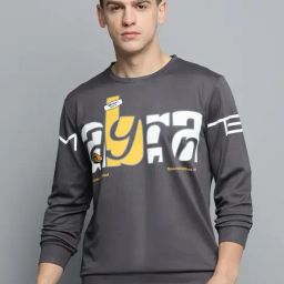 Showoff Grey Cotton Regular Fit Printed Sweatshirt-47