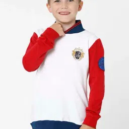 Kate & Oscar Kids White & Red Cotton Embroidered Full Sleeves Sweatshirt-image-96